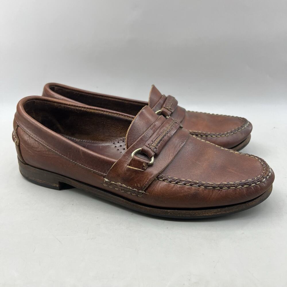 Allen Edmonds Bates Bit Loafers Men Size 9.5 D Brown Leather Dress Slip On Shoes